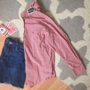 Ralph Lauren’s red and white plainly button down